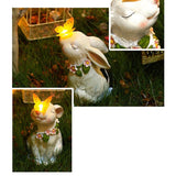 Solar Garden Rabbits with Butterflies Solar Charging Hand Painted Synthetic Resin Solar V1294-YM0717-3111220225612