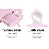 Keezi Kids Dressing Table Stool Set Vanity Mirror Princess Children Makeup Pink FURNI-G-054-KDT-PK