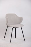 Set of 4 Dining Chairs Fabric with Metal Legs in Ivory Beige V563-68409_2X