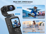 4K Vlogging Camera with 330&deg Gimbal Lens & 75MP Photo, WiFi Pocket Camera Compact Vlog Camera for V1107-785-79799-PNK-158MM