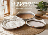 Handwoven Cotton Rope Cat Bed with Adorable Cat-Ear Design, Breathable Oval Nest with Front Opening V1341-ZY-XQJER22K-D1