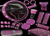 30Piece Bling Car Accessories Set - Universal Fit Steering Wheel Covers, License Plate Frames, Phone V1192-AZ-W-6355