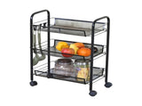 CARLA HOME 3 Tier Rolling Kitchen Trolley Cart - Metal Mesh - Black - Basic - Steel V178-36464