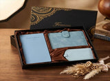 Blue Travel Gift Set, Passport Cover Notebook Luggage Tag, Premium Gift Box, Ideal Father's Day V1188-MS-820-006