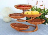 Hand-Woven Fruit Basket Multi-Layer Snack Tray Imitation Rattan Storage Kitchen - Stripe - Size L V1347-122-27739-STR-L