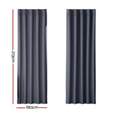 Artiss 2X Blockout Curtains Eyelet 180x213cm Charcoal BC-MATT-180X213-CH