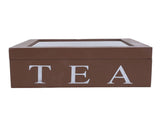 Wooden Tea Storage Organizer with Clear Acrylic Top Window 9 Compartments Eco Friendly Tea Bag V1294-YM0901-3117240213612