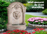 Gardeon Solar Fountain Water Feature Wall Mount Garden Fountains 77CM Beige FOUNT-LION-BGWH