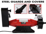 BAUMR-AG Bench Grinder Sander and Polisher Combo, 150mm Grinding Wheel, 50mm Linisher, 520W V219-SNDBELBMG65A