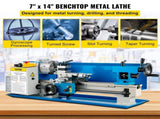 Metal Lathe 7'' x 14'', Mini Metal Lathe 0-2500 RPM Variable Speed,Mini Lathe with 4" 3-jaw V952-0618WXCC000000001V3