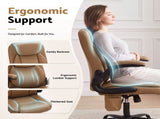 Artiss 2 Point Massage Office Chair Leather Mid Back Brown MOC-C-FZ40-2P-EP