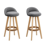 Artiss 2x Bar Stools Padded Linen Wooden Grey BENT-C-9004H-GYX2