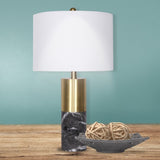 Sarantino Metal and Faux Marble Table Lamp in Black LMP-MLM-4550-BK