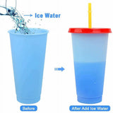 Color Changing Cups Tumblers with Lids & Straws - 5 Pack 24oz Reusable Plastic Cold Water Tumblers V1192-AZ-W-18142