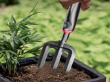 Quenched Steel Garden Hand Fork 3-Tine Weeding & Planting Tool HRC60 Hardened Steel with Fiber V1366-AZ2-W-15941