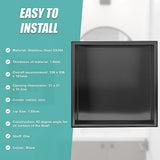 336 x 336 x 101mm Shower Niche Single Shelf Organizer No Tile Needed in Black V63-900671