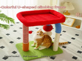 Colorful U-Shaped Cat Tree with Sisal Scratching Posts, Multi-Level Perch & Hanging Ball Toy V888-ELOSUNG48679