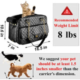 Luxury Outing Black Quilted Chain Pet Carrier, Perfect for Cats & Dogs under 8 lbs! V1385-CWPXB-WU-927-011