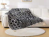 Bohemian Style Sofa Throw Blanket - Black Soft Faux Cashmere, 130x170cm for Office Naps & AC V888-ELOSUNG18281