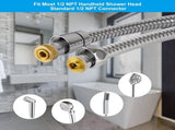 All Metal Shower Head Flow Control Valve, G1/2 Brass Shut-off Valve with Metal Handle Lever, 90 Inch V1258-DP02-C-810