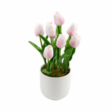 Flowering Pink Artificial Tulip Plant Arrangement With Ceramic Bowl 35cm V637-DP8870014