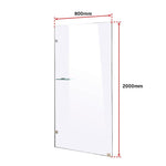 800 x 2000mm Frameless 10mm Safety Glass Shower Screen V63-828881