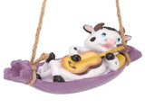 Cow Playing Guitar Garden Statue Vivid Cute Hanging Resin Cattle Sculpture Art Decoration for Lawn V1294-YM0521-3111230031913