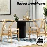 1 Set of 4 Artiss Dining Chairs Wooden Rattan Seat Wishbone Back MO-DIN-B-01-RAT-WDX4