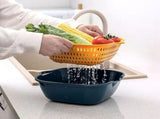 Drain Basket Double Layer Side Handle PP Rapid Draining Thickened Washing Basket for Kitchen Yellow V1294-YM0716-3118220157711
