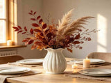 Modern Ribbed Pumpkin Vase, Decorative Fluted Ceramic Vase, Fall Floral Arrangement Centerpiece, V1192-AZ-W-24683