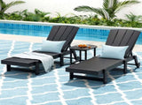 Gardeon Sun Lounge Lounger Table and Chairs Beach Chair HDPE Patio Outdoor Furniture Wheels Black FF-LOUNGE-3ADHE-BK