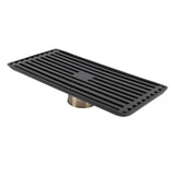 Black Floor Drain with Removable Cover Stainless Steel Bathroom Kitchen Accessory 10x20cm V1294-YM0901-3112210035211