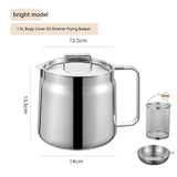Stainless Steel Oil Filter Pot,Kitchen Stainless Steel Oil Strainer Pot Grease Container Jug Storage V1192-AZ-W-9758