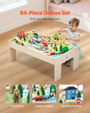 Train Table, 84 Multicolor Pieces Kids Activity Table with Collapsible Storage Bin, 3-in-1 V952-CGKHCZ382451O3JQK001V0