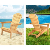 Gardeon Adirondack Outdoor Chairs Wooden Beach Chair Patio Furniture Garden Natural FF-BEACH-CHAIR-NTL