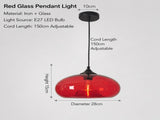 Vintage Industrial Red Glass E27 Pendant Lamp Retro Loft Chandelier for Kitchen Dining Bedroom V1237-ZY-522-0079
