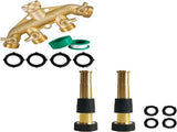 Brass Garden Hose Splitter 5" Jet Sweeper Garden Hose Nozzle V1258-DP02-C-190