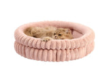 50x50x18 CM Pink Ultra-Soft Thickened Round Pet Bed with Stripe Texture - Plush Self-Warming Donut V888-ELOSUNG49675