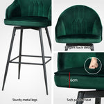 Artiss 4x Bar Stools Velvet Swivel Metal Legs Green BA-K-9969-GNX4