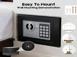 Digital Safe Box 6.4L, Electronic Security Safe with Keypad & 2 Emergency Keys, Steel Cash & V1181-OF014-BK