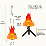 LED Halloween Jack-o'-Lantern Flame Effect Lamp with Dancing Silk Fabric Flame, Rechargeable V1341-ZY-HDWH5XQB-ORANGE-BLUEFLAME