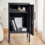 Artiss Bedside Table Metal Cabinet - Black AI-LOCKER-SH-BK