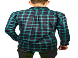 Mens 100% Cotton Flannelette Shirt Long Sleeve Check Authentic Flannel - Green/Navy - 7XL V563-FS-FP22-82-7XL