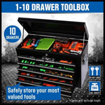 HORUSDY 10-Drawer Tool Box Chest Toolbox Lockable Drawer Cabinet Garage Storage V465-95237