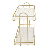 2 Tier Bathroom Shelf Countertop Standing Shelf with Partition Cosmetic Storage Rack Holder Gold V1294-YM0703-3112230031211