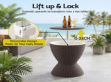 Gardeon Outdoor Bar Table Portable Ice Bucket Cooler 30L Adjustable Top Brown ODF-COOLER-R-BR