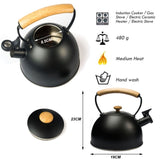 3 Liter Tea Whistling Kettle Stainless Steel Modern Whistling Tea Pot for Stovetop Black V324-CS-HO-KE0203L-BK