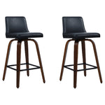 Artiss 2x Bar Stools Swivel Leather Padded Wooden BA-TW-8836-WALX2-AB