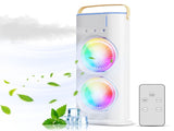 Dual Head Spray Tower Fan with Control Mist Humidifier 180&deg Adjustable 90&deg Rotatable Rechargeable V1294-YM0901-H48186W