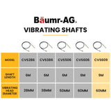 BAUMR-AG CVS609 9 Metre x 60mm Concrete Vibrating Shaft, Australian Standard 3-Claw Drive Coupler V219-CCVSHFBM609A